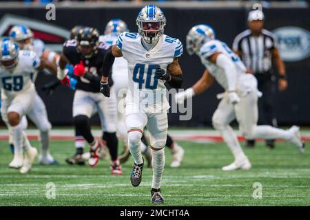 Detroit Lions cornerback Mark Gilbert (40) walks back to the sideline  before an NFL football game