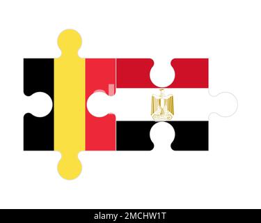 Connected puzzle of flags of Belgium and Egypt, vector Stock Vector