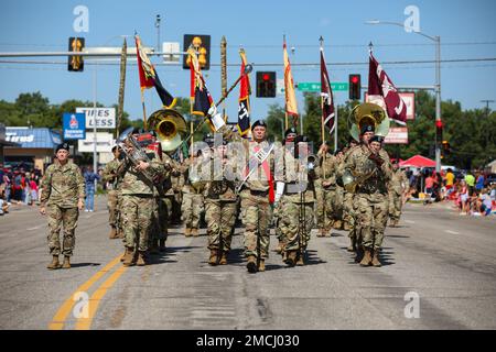 Fort Riley Division Song The 1st Infantry Division Band marches at the head of a formation of ...