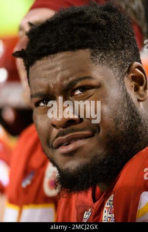 Kansas City Chiefs guard Trey Smith (65) takes his stance during an NFL  football game against the Los Angeles Chargers, Sunday, Nov. 20, 2022, in  Inglewood, Calif. (AP Photo/Kyusung Gong Stock Photo - Alamy