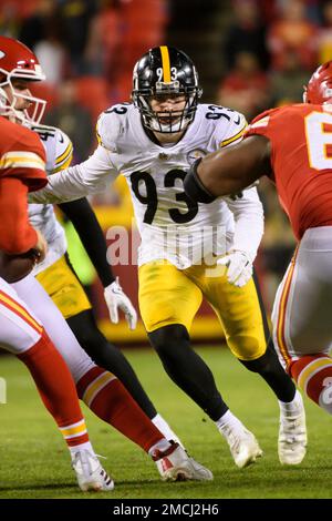 Pittsburgh Steelers inside linebacker Joe Schobert (93) during the second  half of an NFL football game against the Minnesota Vikings, Thursday, Dec.  9, 2021 in Minneapolis. Minnesota won 36-28. (AP Photo/Stacy Bengs