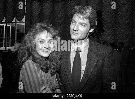 Karen Austin and Perry King at the ABC affiliates party at the Century Plaza Hotel on May 12, 1982 in Los Angeles, California. Credit: Ralph Dominguez/MediaPunch Stock Photo