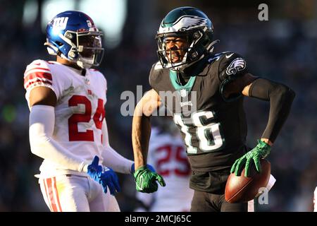 Philadelphia Eagles' James Bradberry reacts during an NFL divisional round  playoff football game, Saturday, Jan. 21, 2023, in Philadelphia. (AP  Photo/Matt Slocum Stock Photo - Alamy