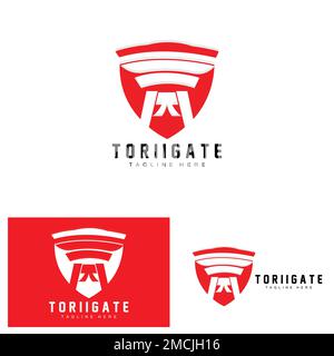 Torii Gate Logo, Japanese History Gate Icon Vector, Chinese Illustration, Wooden Design Company Brand Template Stock Vector
