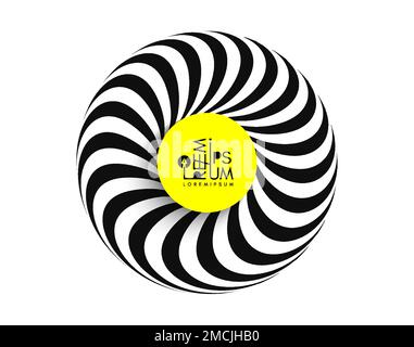 Black and white striped torus. Abstract design element. Optical art. Vector illustration. Stock Vector