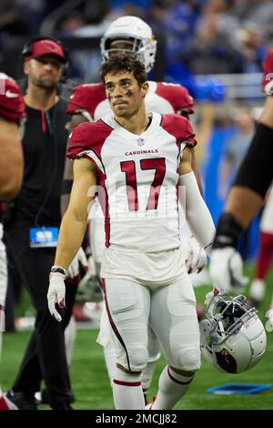 Arizona Cardinals wide receiver Andy Isabella (17) during the first half of  an NFL football game against the Kansas City Chiefs, Sunday, Sept. 11, 2022,  in Glendale, Ariz. (AP Photo/Rick Scuteri Stock