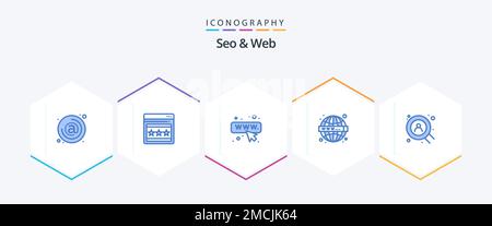 Seo and Web 25 Blue icon pack including . . seo. user. web Stock Vector