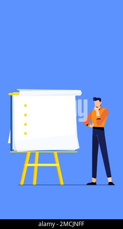 illustration design of people, figures doing different activities in workplace with purple background where you can add text or information Stock Photo