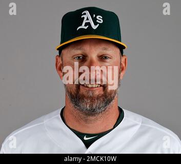 Oakland Athletics bench coach Brad Ausmus watches against the Detroit  Tigers in the seventh inning of a baseball game in Detroit, Tuesday, May  10, 2022. (AP Photo/Paul Sancya Stock Photo - Alamy