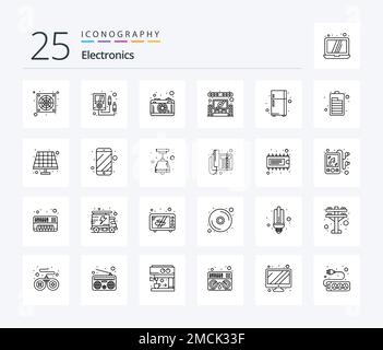 Electronics 25 Line icon pack including . security. tape. cctv. scroll ...