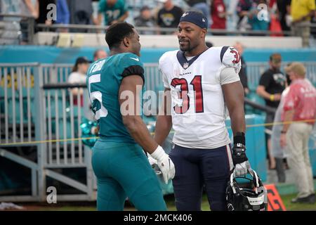 Jacksonville Jaguars defensive back Rudy Ford (5) drops in coverage during  an NFL football game against the Houston Texans, Sunday, Sept. 12, 2021, in  Houston. (AP Photo/Matt Patterson Stock Photo - Alamy