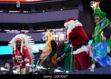 Kansas City Chiefs fans dressed as Nuns react watching the final minute of  the game against the New York Jets in week 13 of the NFL at MetLife Stadium  in East Rutherford