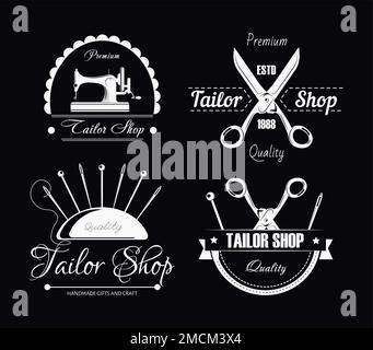 Sewing tools tailor shop isolated icons tailoring and repairing Stock Vector