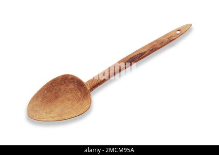old wooden spoon isolated Stock Photo