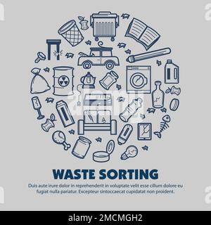 Waste sorting ecology and environment trash and garbage recycling Stock Vector
