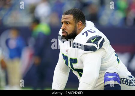 Seattle Seahawks' Duane Brown (76) runs a play during an NFL football game  against the San Francisco 49ers, Sunday, October 3, 2021, in Santa Clara,  Calif. (AP Photo/Scot Tucker Stock Photo - Alamy