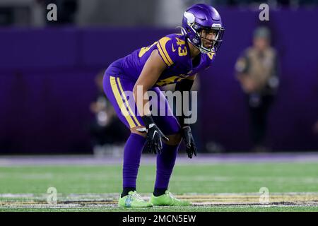 Minnesota Vikings safety Camryn Bynum (24) walks off the field against the  Detroit Lions during an NFL football game, Sunday, Dec. 11, 2022, in  Detroit. (AP Photo/Rick Osentoski Stock Photo - Alamy