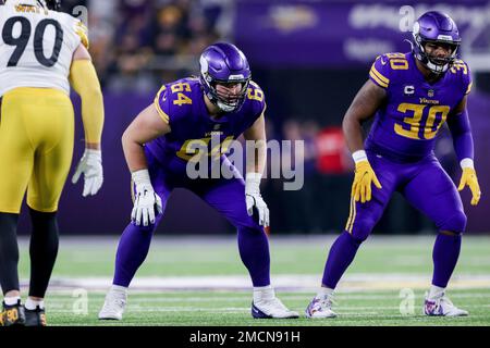 Minnesota Vikings offensive tackle Blake Brandel (64) in action