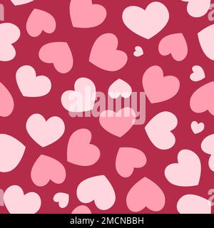 Seamless pattern of simple pink hearts  Stock Vector