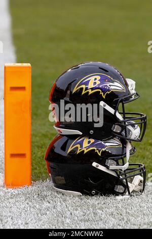 The Baltimore Ravens logo is seen on the 50 yard line at M&T Bank Stadium  before