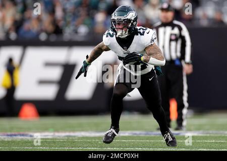 Philadelphia Eagles free safety Marcus Epps (22) walks off the field after  an NFL football game against the New York Giants, Sunday, Nov. 28, 2021, in  East Rutherford, N.J. (AP Photo/Adam Hunger