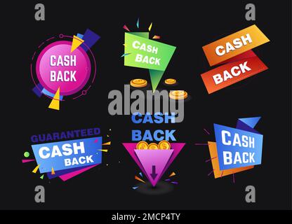 Cash back service shopping and money return isolated icons Stock Vector