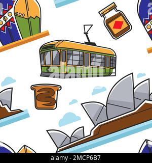 Australian symbols seamless pattern traveling and tourism Australia Stock Vector