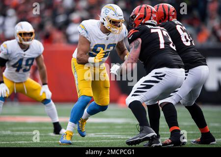 Cincinnati Bengals tackle Jonah Williams (73) and Cincinnati Bengals  quarterback Joe Burrow (9) watch a replay on the scoreboard during an NFL  football game between the Indianapolis Colts and Cincinnati Bengals, Sunday