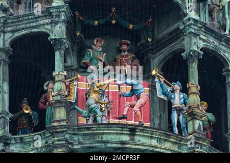 Munich Glockenspiel Clock Close-up. Marienplatz, Munich, Germany Stock Photo