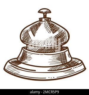 Bell from reception desk isolated sketch hotel staff equipment Stock Vector
