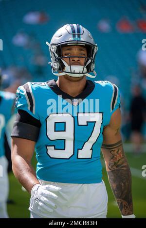 Yetur Gross-Matos Carolina Panthers Game-Used #97 Black Jersey vs.  Washington Football Team on November 21 2021