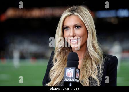 NFL Network reporter Taylor Bisciotti is seen before an NFL football ...