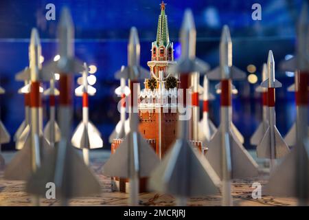 Moscow, Russia. 26th of February, 2022 Mock-up of the air defense system around Moscow, in the Patriot Park In Moscow Region, Russia Stock Photo