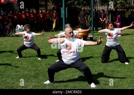 Non Exclusive: January 21, 2023, Mexico City, Mexico: Schools of Chinese culture and cultural promoters celebrate the Chinese New Year governed by the Stock Photo