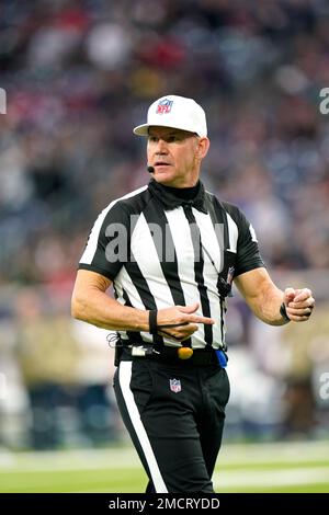 Game officials pose on the field before an NFL football game between the Minnesota  Vikings and the Chicago Bears, Sunday, Dec. 30, 2018, in Minneapolis. Shown  are replay assistant Willie Vizoso, from