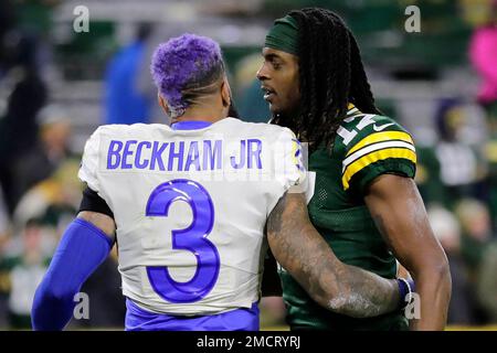 Los Angeles Rams wide receiver Odell Beckham Jr. (3) celebrates after  scoring a touchdown during an NFL game against the Jacksonville Jaguars,  Sunday Stock Photo - Alamy