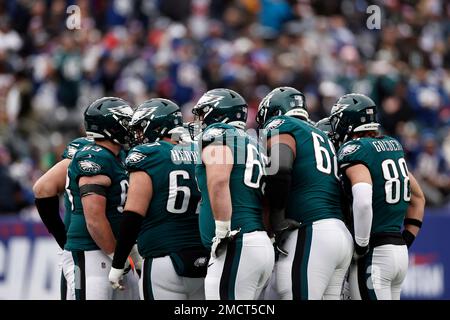 Philadelphia Eagles guard Landon Dickerson (69) reacts during the