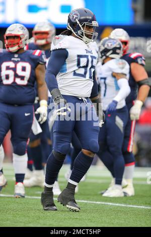 Tennessee Titans defensive end Denico Autry (96) walks back to the locker  room after an NFL