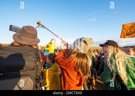 Cornwood, Ivybridge, Devon, UK. 21st January 2023. Right to Roam gathering, protest and walk into Dartmoor to Stall Moor. The start of protests against the high court decision that there is no right to wild camp on Dartmoor. Credit: Stephen Bell/Alamy Live News Stock Photo