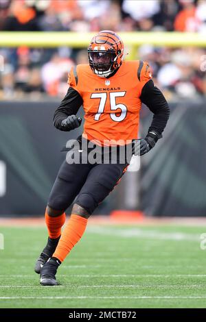 Arizona Cardinals defensive tackle Leki Fotu (95) looks up at a replay  during an NFL football game against the Cincinnati Bengals, Friday, Aug.  12, 2022, in Cincinnati. (AP Photo/Zach Bolinger Stock Photo - Alamy