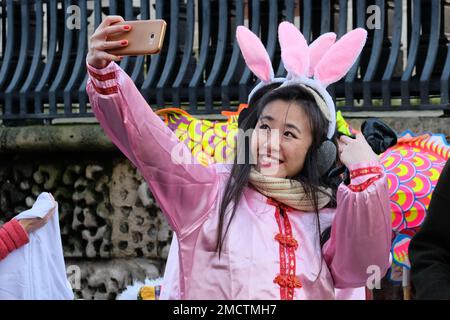 London, UK. 22nd Jan 2023. Chinese New Year 2023, Year of the Rabbit celebrations in London. Credit: Matthew Chattle/Alamy Live News Stock Photo