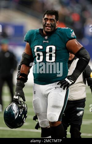 Philadelphia Eagles offensive tackle Jordan Mailata (68) warms up before an  NFL football game against the Minnesota Vikings on Thursday, Sept. 14,  2023, in Philadelphia. (AP Photo/Matt Rourke Stock Photo - Alamy