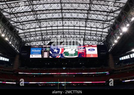 The scoreboard shows the New York Jets defeated the Cincinnatti