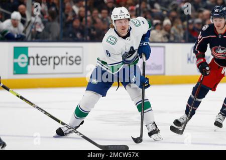 Vancouver Canucks goalie Jacob Markstrom, of Sweden, makes a save during  the NHL hockey team's training camp in Vancouver, on Saturday, July 25,  2020. THE CANADIAN PRESS/Darryl Dyck Stock Photo - Alamy