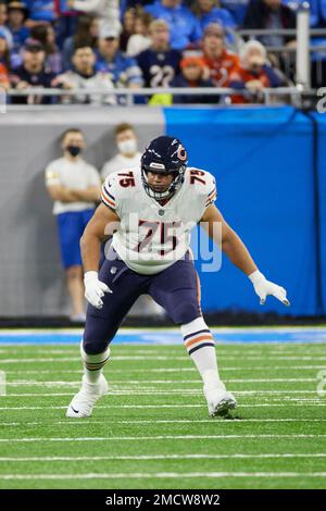 Chicago Bears offensive tackle Larry Borom (75) during an NFL football game  against the Minnesota Vikings, Sunday, Jan. 9, 2022 in Minneapolis. (AP  Photo/Stacy Bengs Stock Photo - Alamy