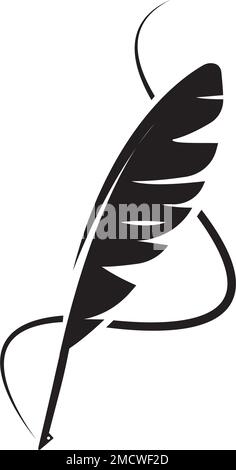 feather pen logo illustration design Stock Vector