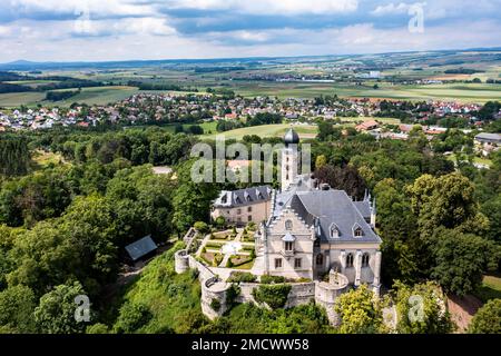 Aerial view, Callenberg Castle, hunting lodge and summer palace of the ...