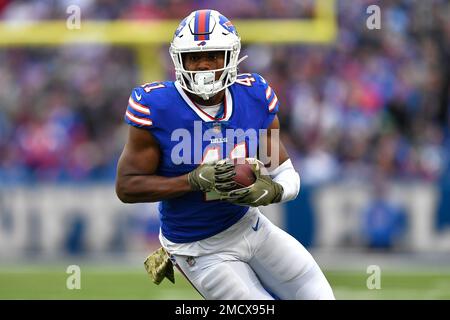 Buffalo Bills fullback Reggie Gilliam (41) rushes the punter during the  first half of an NFL football game against the Houston Texans in Orchard  park, N.Y., Sunday Oct. 3, 2021. (AP/ Photo