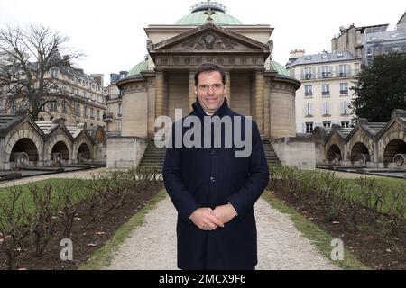 EXCLUSIVE. Louis Alphonse of Bourbon, Duke of Anjou attends the annual mass in honor of the anniversary date of the death of Louis XVI at the Chapelle Expiatoire in Paris, France on January 22, 2023. Louis Alphonse of Bourbon is the head of the House of Bourbon. Members of the family formerly ruled France and other countries. According to the Legitimists, he is considered the pretender to the defunct throne of France as Louis XX. Photo by Jerome Dominé/ABACAPRESS.COM Stock Photo