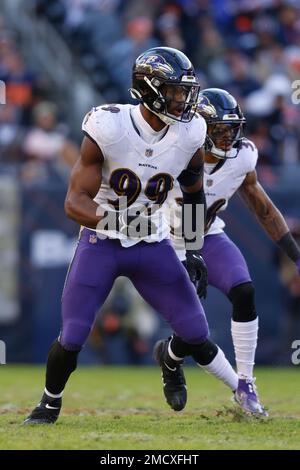 Baltimore Ravens linebacker Odafe Oweh (99) in action during the